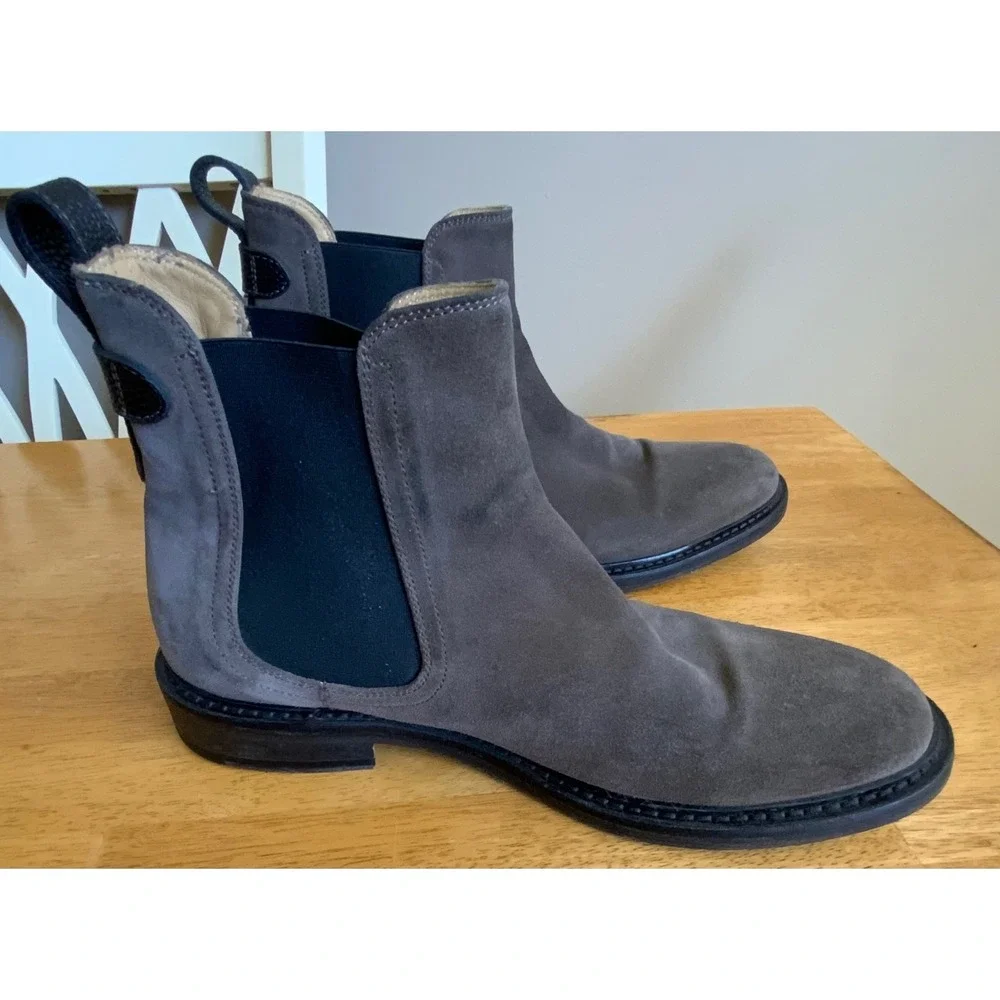 George Brown Bilt Grey Brown Suede Chelsea Boots Mens Size 9M Italy Sample Shoe